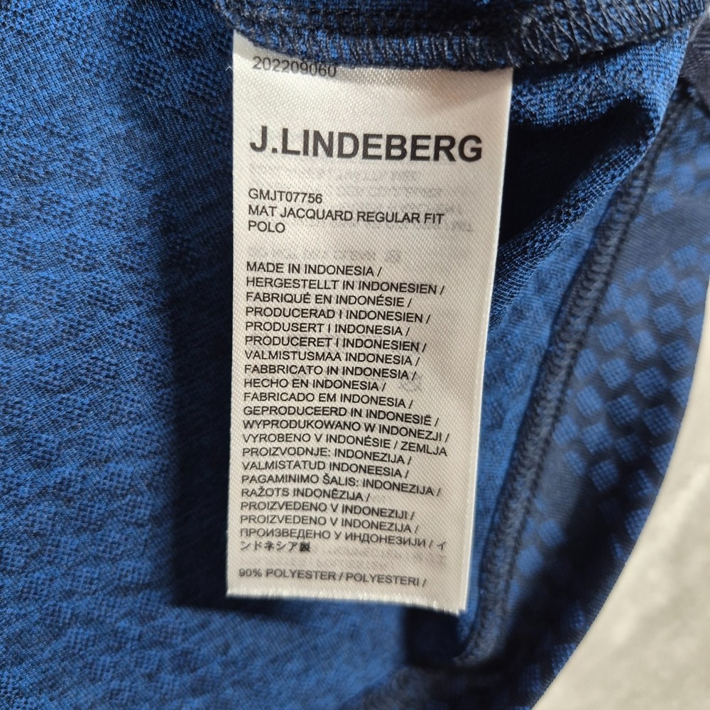 J. Lindeberg Polo Shirt Men's 2XL XXL Blue Golf Performance Geometric Regular - Picture 6 of 7
